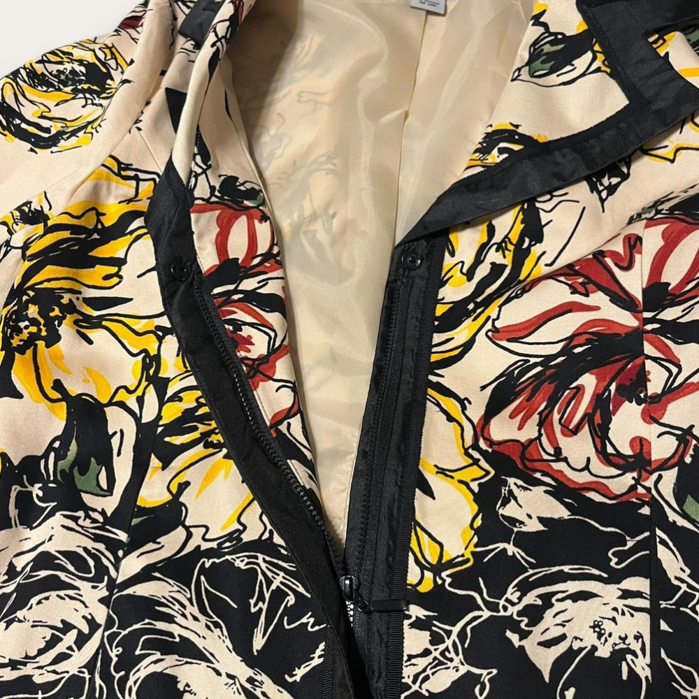 Birch Hill Floral Zip-Up Blazer Jacket Vintage 90s Size Large Boho Workwear - Picture 4 of 8